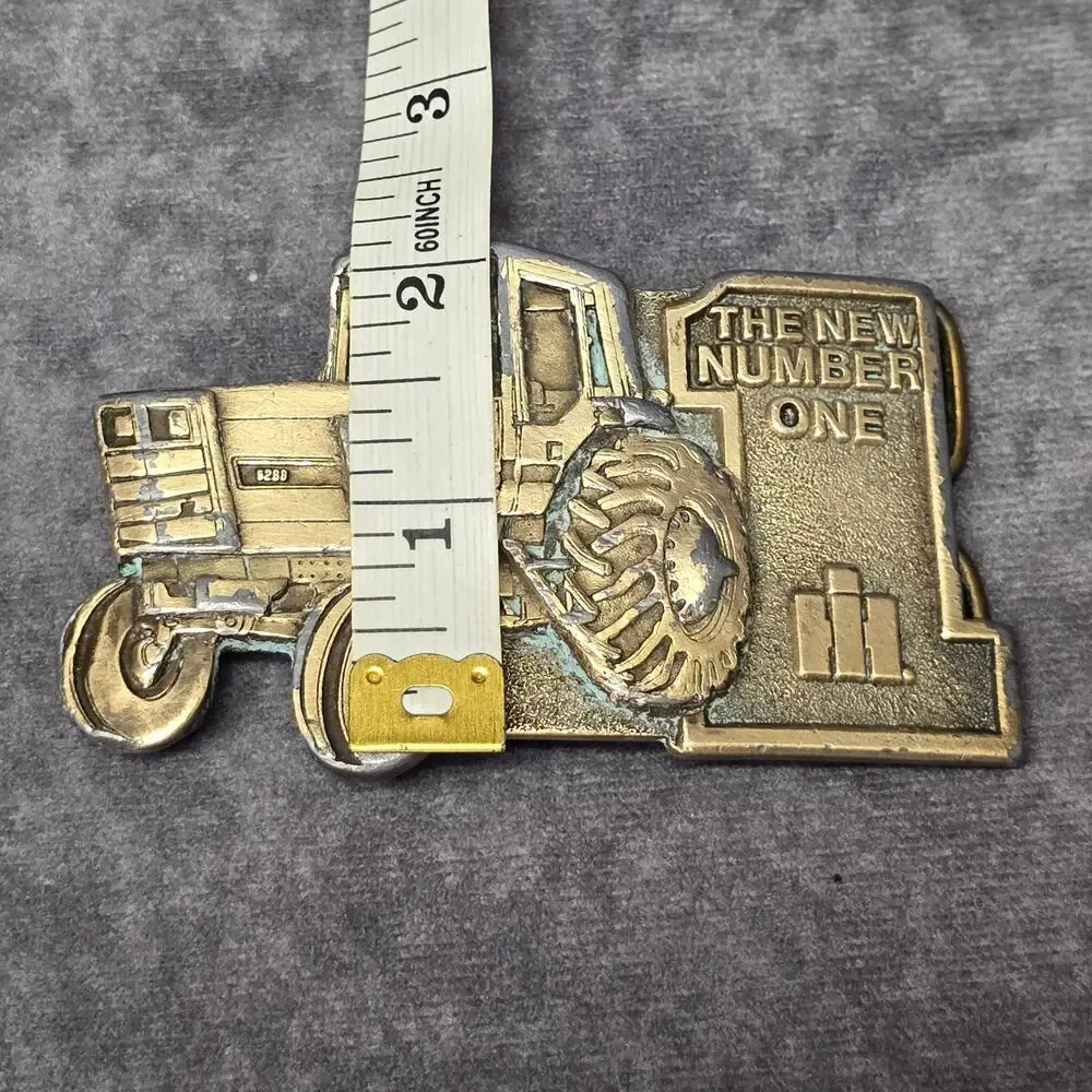 International Harvester Tractor Number One 1 Bronze Pot Cast Metal Belt Buckle